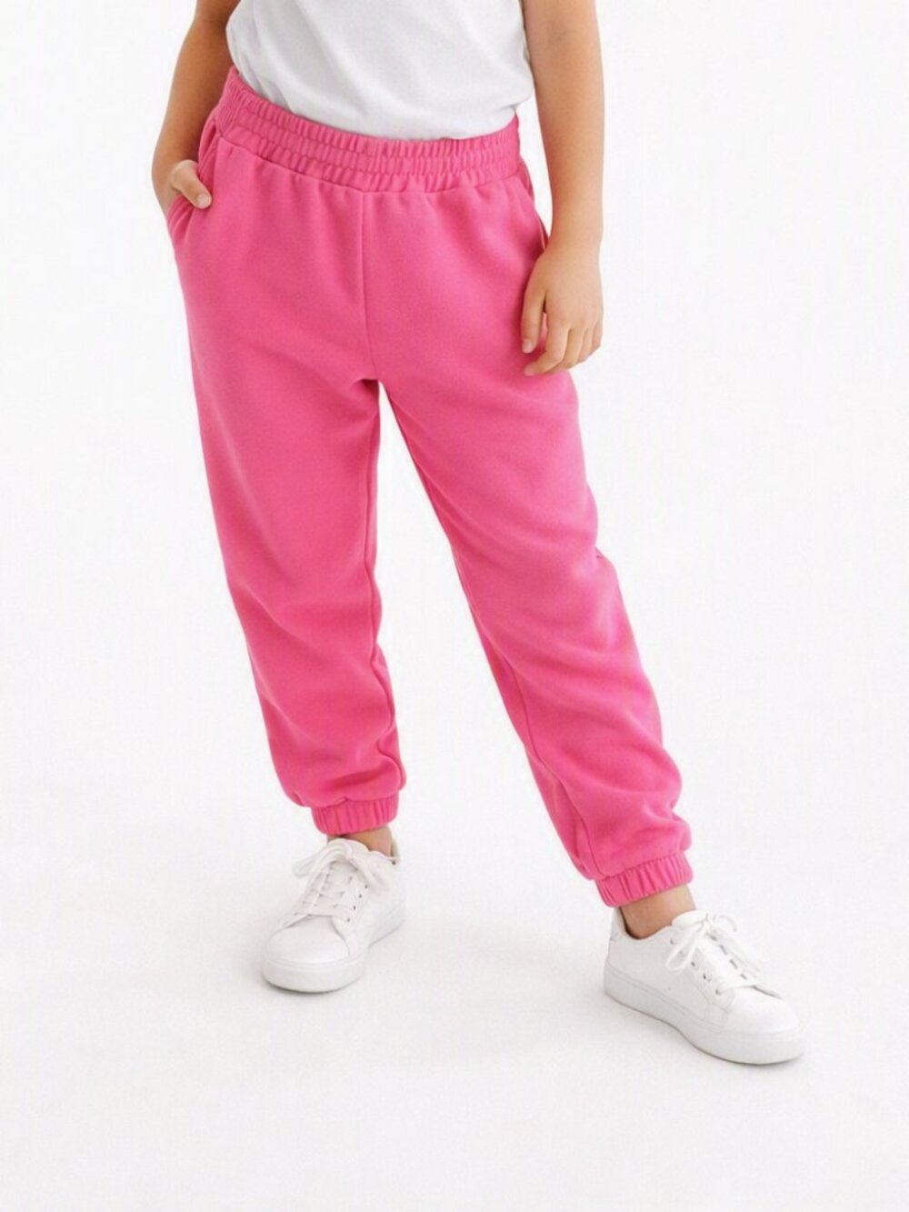 Athletic Works Girls Joggers Hot Pink Pull‑On Elastic Waist Size M 7/8
